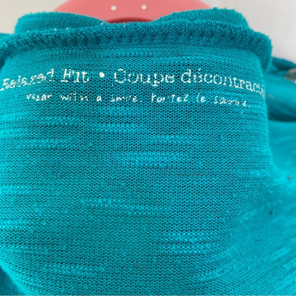 Relaxed fit women green & black embellished short sleeve knit top. Size 1X. Use. - Picture 7 of 9